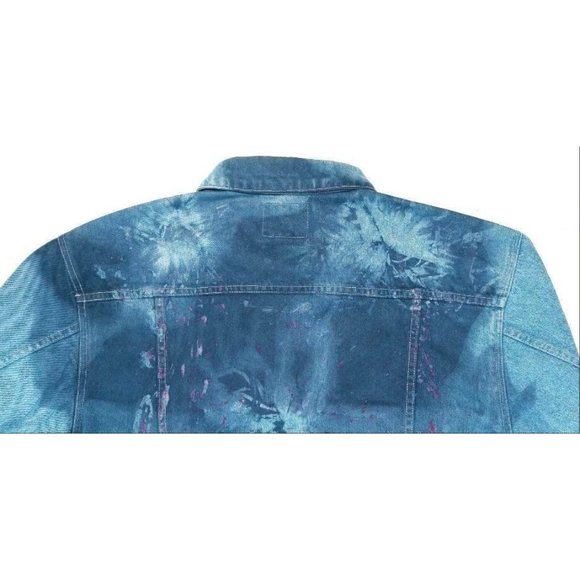 Pepsi Denim Trucker Jean Jacket Vintage Custom Tie Dye Men's L Logo Buttons 90s - Picture 4 of 11